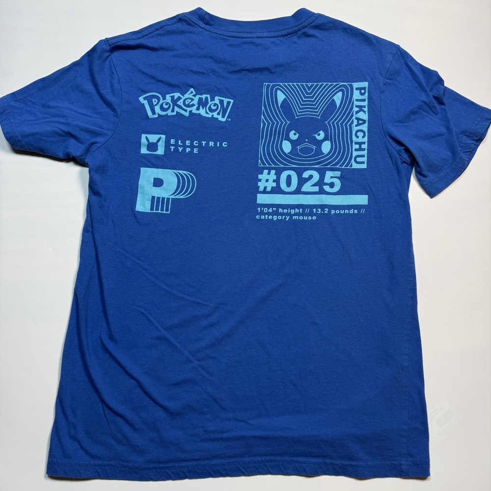 Pokemon Shirt Mens Small Blue Pikachu #025 Electric Type Graphic Tee Anime Art